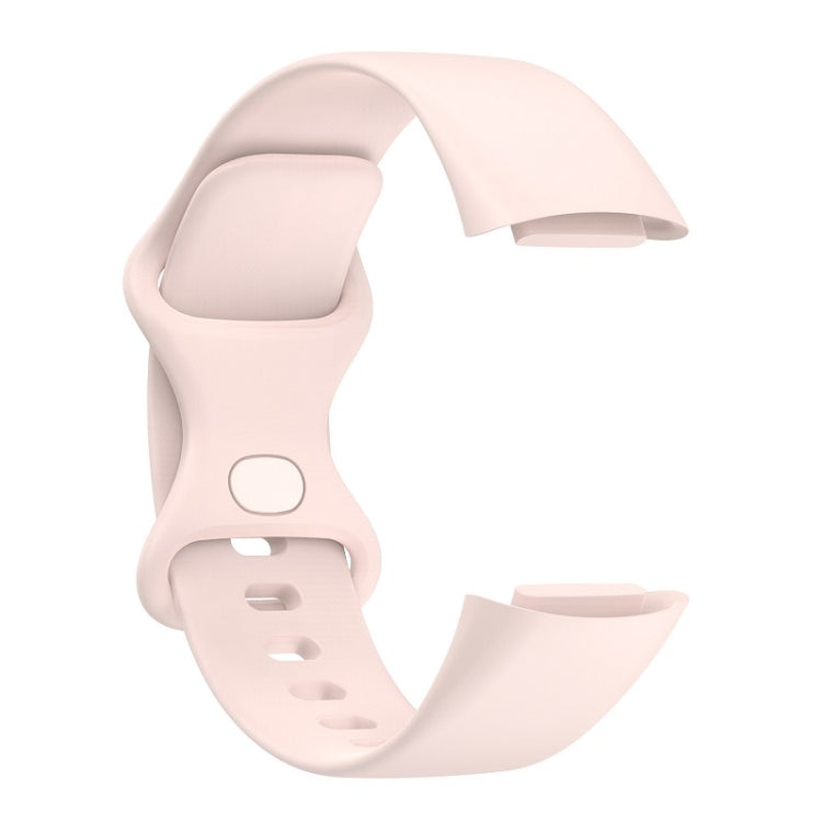 For Fitbit Charge 6 Solid Color Butterfly Buckle Silicone Watch Band, Size:S Size(Light Pink) - Watch Bands by PMC TechLife | Online Shopping South Africa | PMC TechLife | Buy Now Pay Later Mobicred