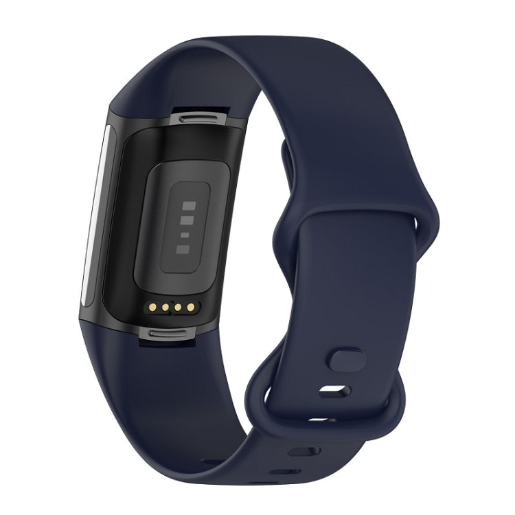 For Fitbit Charge 6 Solid Color Butterfly Buckle Silicone Watch Band, Size:S Size(Dark Blue) - Watch Bands by PMC TechLife | Online Shopping South Africa | PMC TechLife | Buy Now Pay Later Mobicred