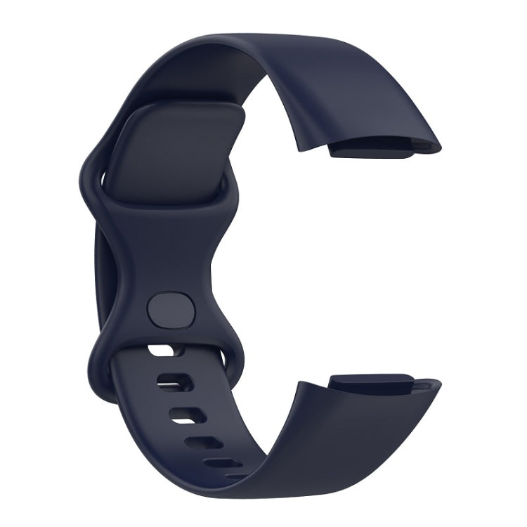 For Fitbit Charge 6 Solid Color Butterfly Buckle Silicone Watch Band, Size:S Size(Dark Blue) - Watch Bands by PMC TechLife | Online Shopping South Africa | PMC TechLife | Buy Now Pay Later Mobicred