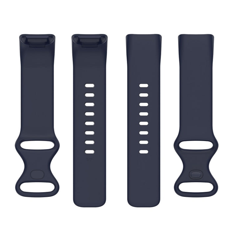 For Fitbit Charge 6 Solid Color Butterfly Buckle Silicone Watch Band, Size:S Size(Dark Blue) - Watch Bands by PMC TechLife | Online Shopping South Africa | PMC TechLife | Buy Now Pay Later Mobicred