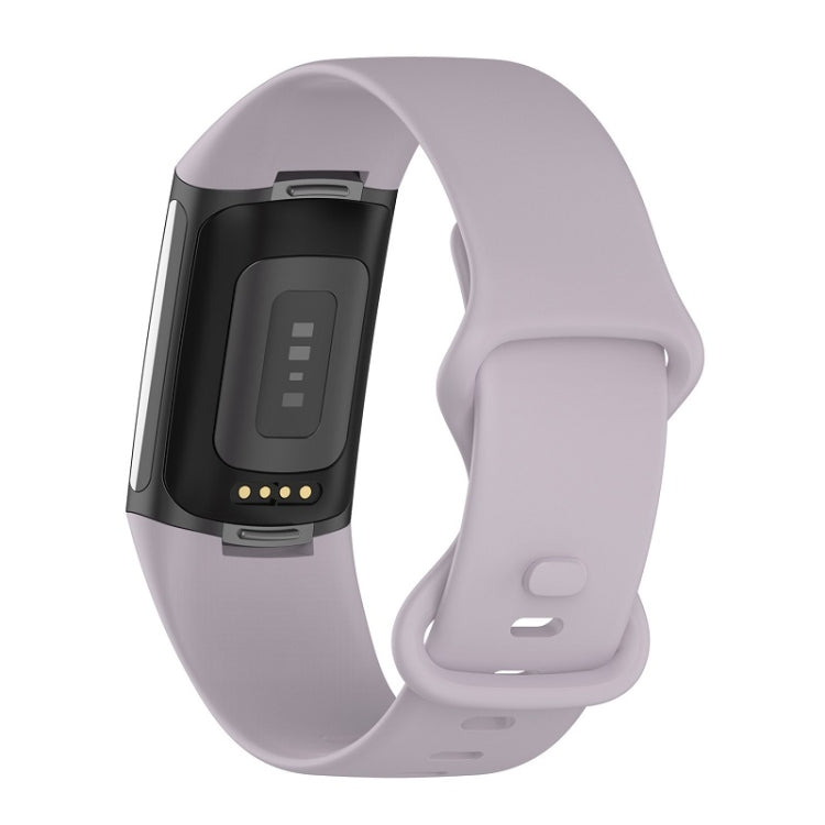 For Fitbit Charge 6 Solid Color Butterfly Buckle Silicone Watch Band, Size:S Size(Light Purple) - Watch Bands by PMC TechLife | Online Shopping South Africa | PMC TechLife | Buy Now Pay Later Mobicred