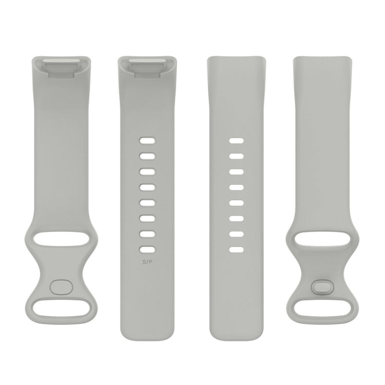 For Fitbit Charge 6 Solid Color Butterfly Buckle Silicone Watch Band, Size:S Size(Gray) - Watch Bands by PMC TechLife | Online Shopping South Africa | PMC TechLife | Buy Now Pay Later Mobicred