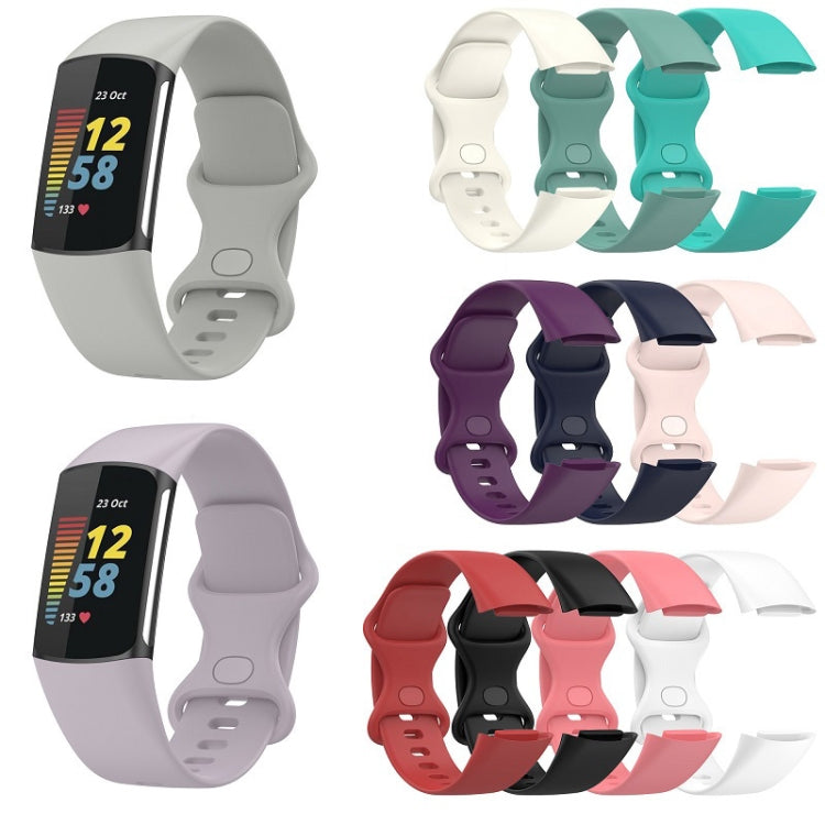 For Fitbit Charge 6 Solid Color Butterfly Buckle Silicone Watch Band, Size:S Size(Pink) - Watch Bands by PMC TechLife | Online Shopping South Africa | PMC TechLife | Buy Now Pay Later Mobicred