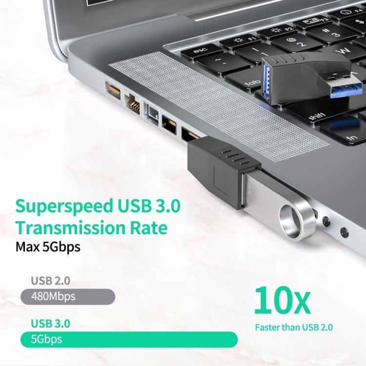 ENKAY USB 3.0 Adapter 90 Degree Angle Male to Female Combo Coupler Extender Connector, Angle:Vertical Up + Down - USB 3.0 by ENKAY | Online Shopping South Africa | PMC TechLife | Buy Now Pay Later Mobicred