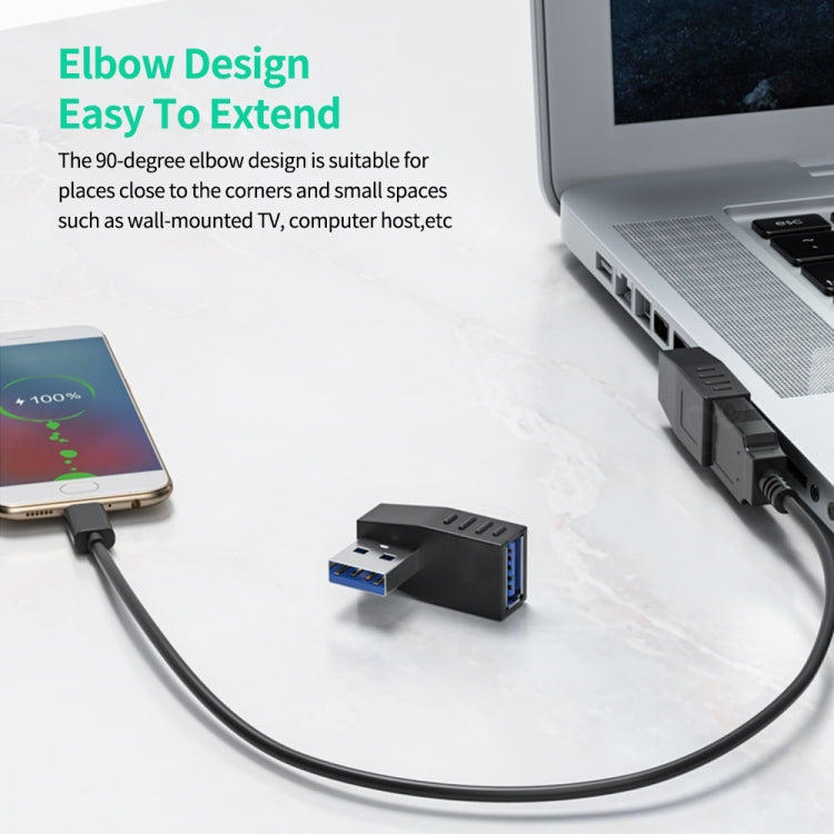 ENKAY USB 3.0 Adapter 90 Degree Angle Male to Female Combo Coupler Extender Connector, Angle:Horizontal Left + Right - USB 3.0 by ENKAY | Online Shopping South Africa | PMC TechLife