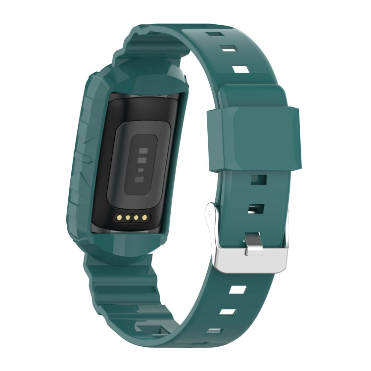 For Fitbit Charge 6 / 5 / 4 / 3 Armor Integrated TPU Watch Band(Pine Green) - Watch Bands by PMC TechLife | Online Shopping South Africa | PMC TechLife | Buy Now Pay Later Mobicred