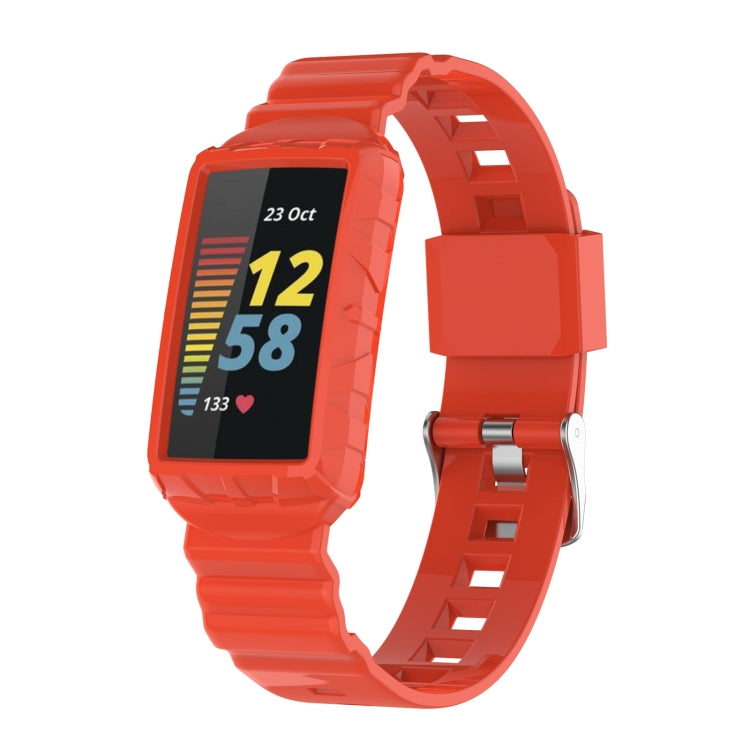For Fitbit Charge 6 / 5 / 4 / 3 Armor Integrated TPU Watch Band(Orange) - Watch Bands by PMC TechLife | Online Shopping South Africa | PMC TechLife | Buy Now Pay Later Mobicred