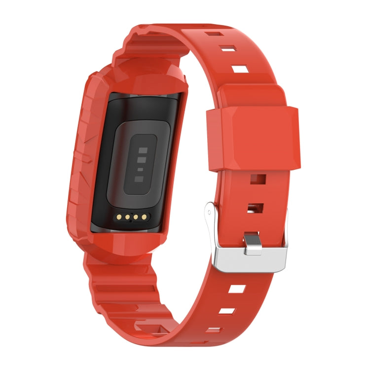 For Fitbit Charge 6 / 5 / 4 / 3 Armor Integrated TPU Watch Band(Orange) - Watch Bands by PMC TechLife | Online Shopping South Africa | PMC TechLife | Buy Now Pay Later Mobicred