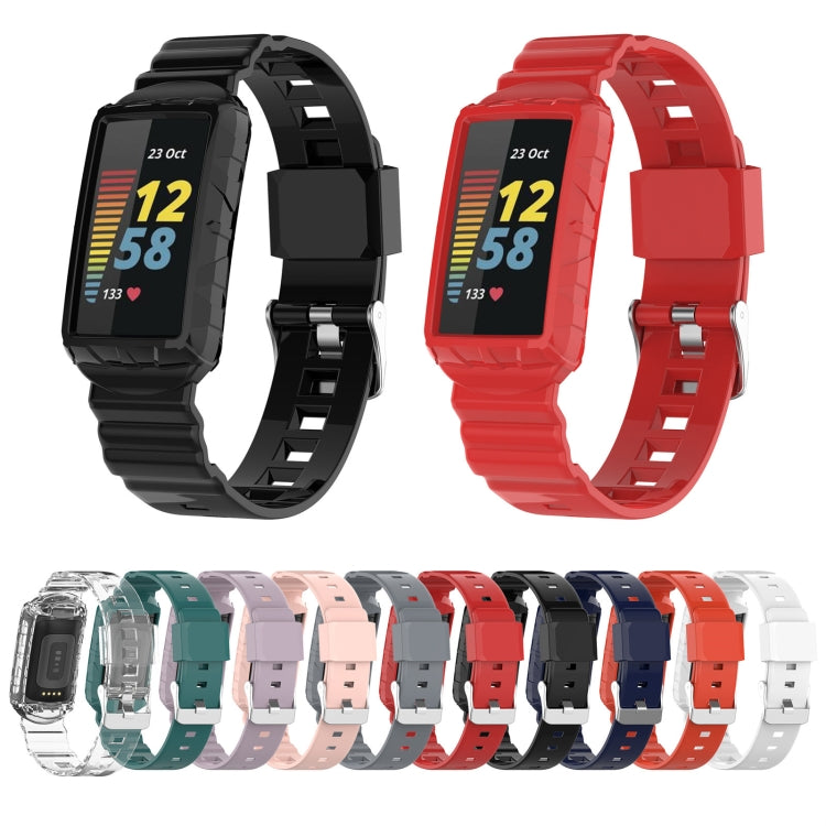 For Fitbit Charge 6 / 5 / 4 / 3 Armor Integrated TPU Watch Band(Transparent) - Watch Bands by PMC TechLife | Online Shopping South Africa | PMC TechLife | Buy Now Pay Later Mobicred