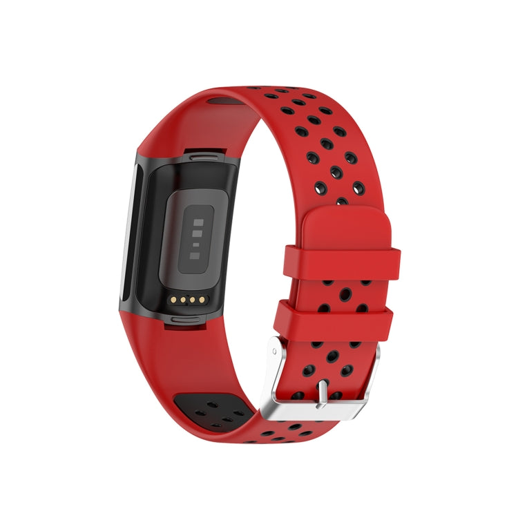 For Fitbit Charge 6 Dual Color Breathable Silicone Watch Band(Red+Black) - Watch Bands by PMC TechLife | Online Shopping South Africa | PMC TechLife | Buy Now Pay Later Mobicred