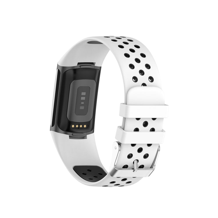 For Fitbit Charge 6 Dual Color Breathable Silicone Watch Band(White+Black) - Watch Bands by PMC TechLife | Online Shopping South Africa | PMC TechLife | Buy Now Pay Later Mobicred