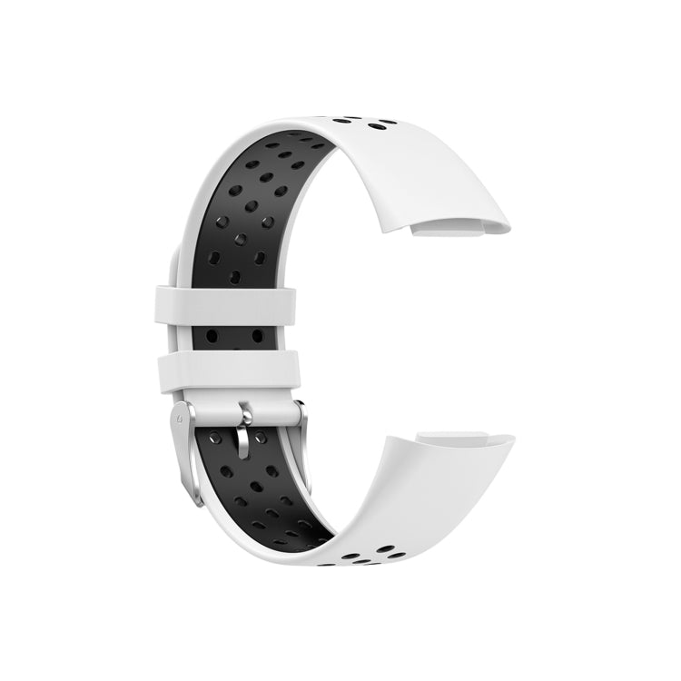 For Fitbit Charge 6 Dual Color Breathable Silicone Watch Band(White+Black) - Watch Bands by PMC TechLife | Online Shopping South Africa | PMC TechLife | Buy Now Pay Later Mobicred
