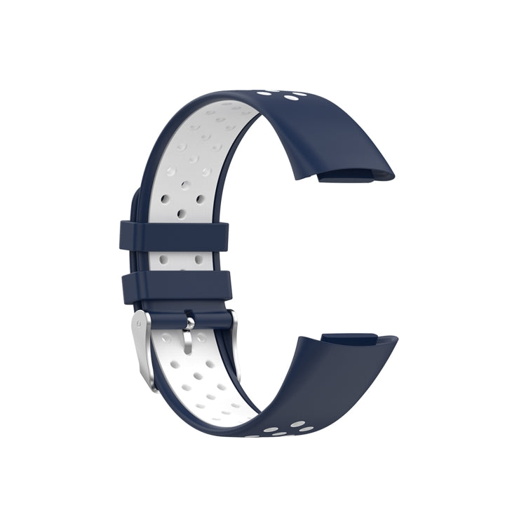 For Fitbit Charge 6 Dual Color Breathable Silicone Watch Band(Blue+White) - Watch Bands by PMC TechLife | Online Shopping South Africa | PMC TechLife
