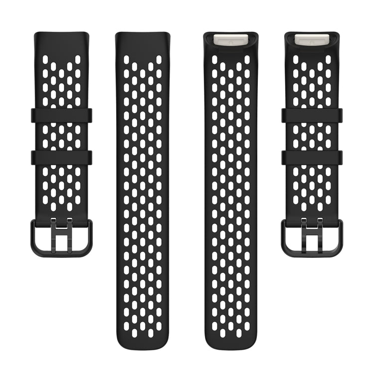 For Fitbit Charge 6 Solid Color Breathable Sports Silicone Watch Band(Black) - Watch Bands by PMC TechLife | Online Shopping South Africa | PMC TechLife | Buy Now Pay Later Mobicred
