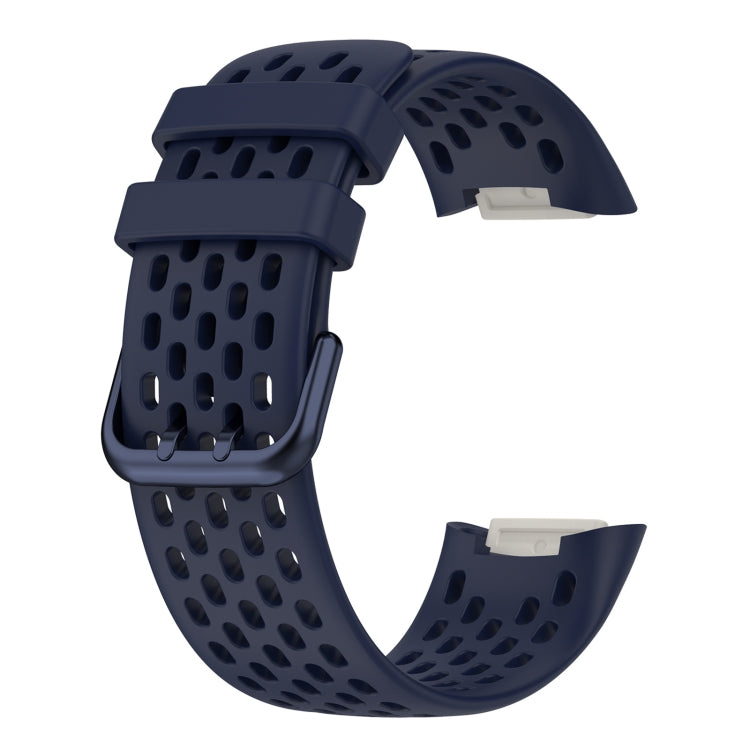 For Fitbit Charge 6 Solid Color Breathable Sports Silicone Watch Band(Dark Blue) - Watch Bands by PMC TechLife | Online Shopping South Africa | PMC TechLife | Buy Now Pay Later Mobicred