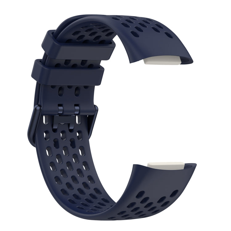 For Fitbit Charge 6 Solid Color Breathable Sports Silicone Watch Band(Dark Blue) - Watch Bands by PMC TechLife | Online Shopping South Africa | PMC TechLife | Buy Now Pay Later Mobicred