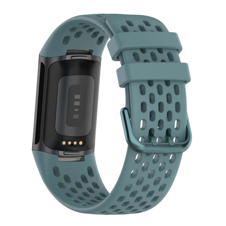 For Fitbit Charge 5 Solid Color Breathable Sports Silicone Watch Band(Blue) - Watch Bands by PMC TechLife | Online Shopping South Africa | PMC TechLife | Buy Now Pay Later Mobicred