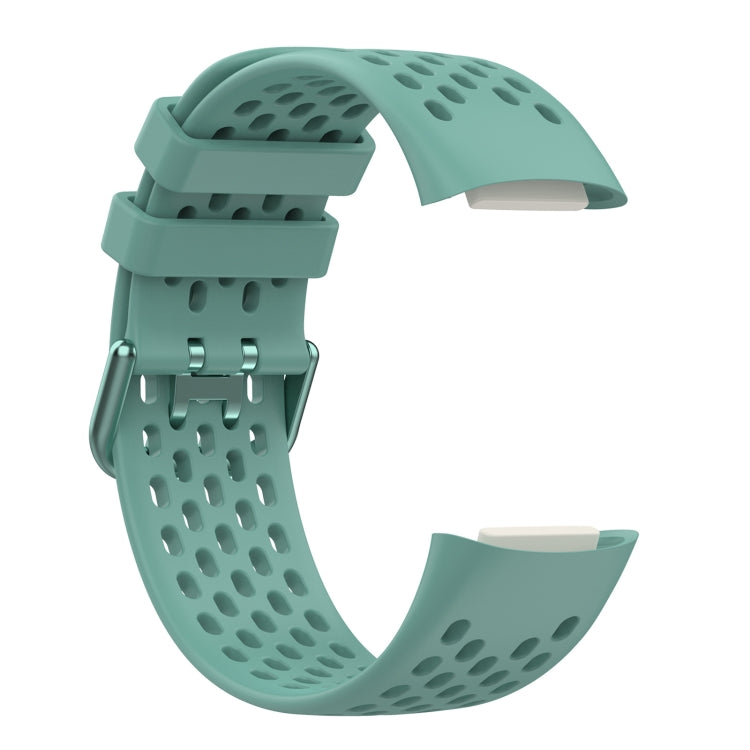 For Fitbit Charge 5 Solid Color Breathable Sports Silicone Watch Band(Pine Green) - Watch Bands by PMC TechLife | Online Shopping South Africa | PMC TechLife | Buy Now Pay Later Mobicred