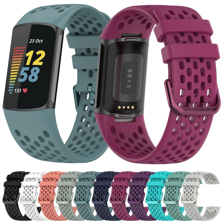 For Fitbit Charge 6 Solid Color Breathable Sports Silicone Watch Band(Dark Purple) - Watch Bands by PMC TechLife | Online Shopping South Africa | PMC TechLife | Buy Now Pay Later Mobicred