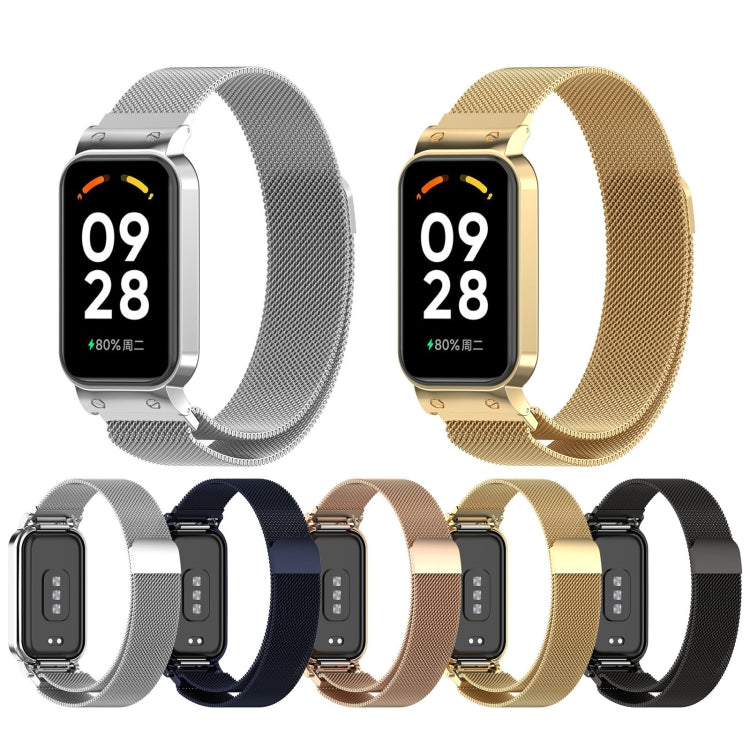 For Xiaomi Mi Band 8 Active Milan Magnetic Metal Steel Mesh Watch Band + Watch Frame(Gold) - free shipping - PMC TechLife - Order now!