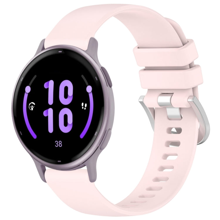 For Garmin Vivoactive 5 Liquid Glossy Silver Buckle Silicone Watch Band(Pink) - Watch Bands by PMC TechLife | Online Shopping South Africa | PMC TechLife