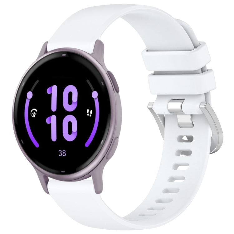 For Garmin Active5 Liquid Glossy Silver Buckle Silicone Watch Band(White) - free shipping - PMC TechLife - Order now!