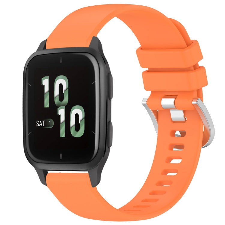 For Garmin Venu SQ2 Liquid Glossy Silver Buckle Silicone Watch Band(Orange) - free shipping - PMC TechLife - Order now!