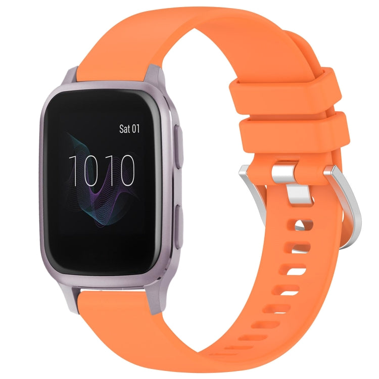 For Garmin Venu / Venu SQ Liquid Glossy Silver Buckle Silicone Watch Band(Orange) - free shipping - PMC TechLife - Order now!