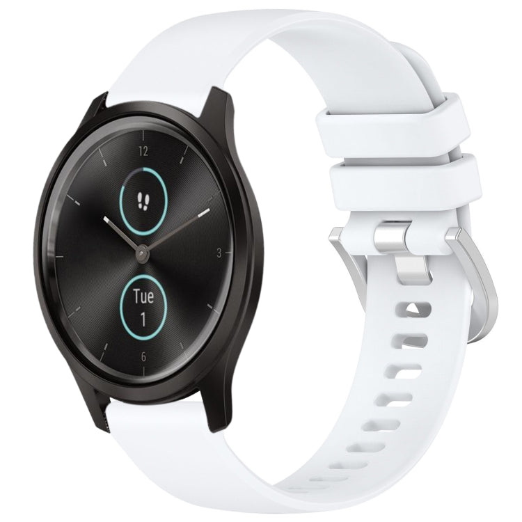 For Garmin VivoMove Style / Vivomove Liquid Glossy Silver Buckle Silicone Watch Band(White) - free shipping - PMC TechLife - Order now!