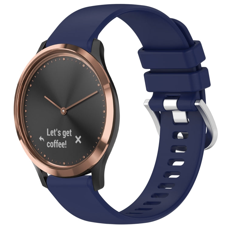 For Garmin Vivomove HR Sport Liquid Glossy Silver Buckle Silicone Watch Band(Dark Blue) - free shipping - PMC TechLife - Order now!
