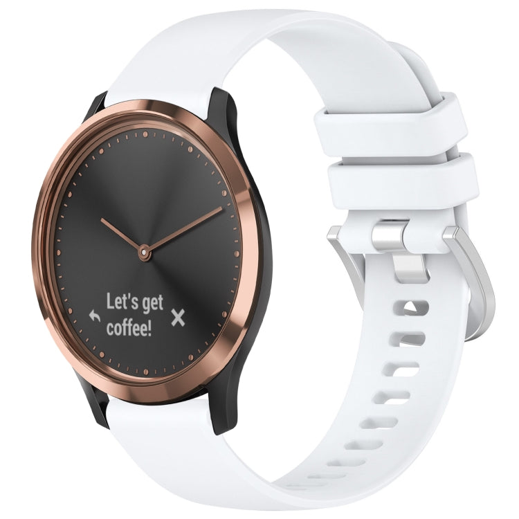 For Garmin Vivomove HR Sport Liquid Glossy Silver Buckle Silicone Watch Band(White) - free shipping - PMC TechLife - Order now!