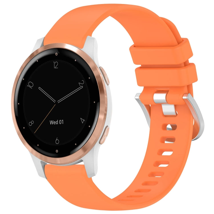 For Garmin Vivoactive 4S Liquid Glossy Silver Buckle Silicone Watch Band(Orange) - free shipping - PMC TechLife - Order now!