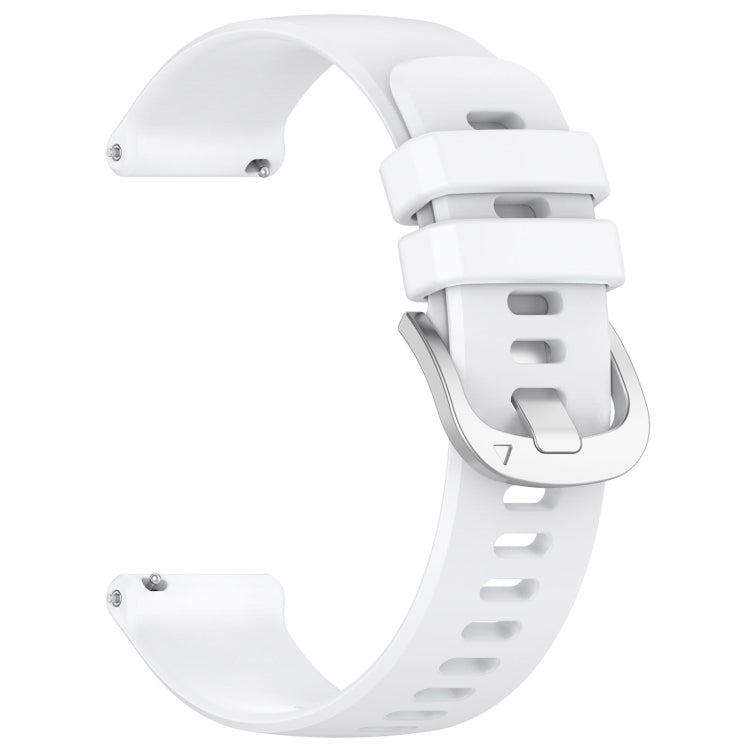 For Garmin Vivoactive 4S Liquid Glossy Silver Buckle Silicone Watch Band(White) - free shipping - PMC TechLife - Order now!