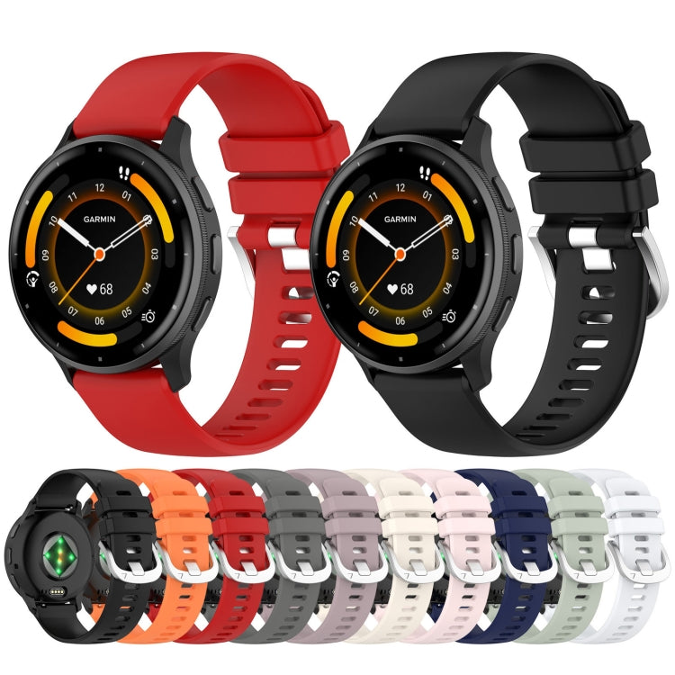 For Garmin Vivoactive 4S Liquid Glossy Silver Buckle Silicone Watch Band(Dark Blue) - free shipping - PMC TechLife - Order now!