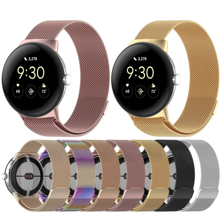 For Google Pixel Watch 2 Milan Magnetic Steel Mesh Watch Band(Pink) - Watch Cases by PMC TechLife | Online Shopping South Africa | PMC TechLife | Buy Now Pay Later Mobicred
