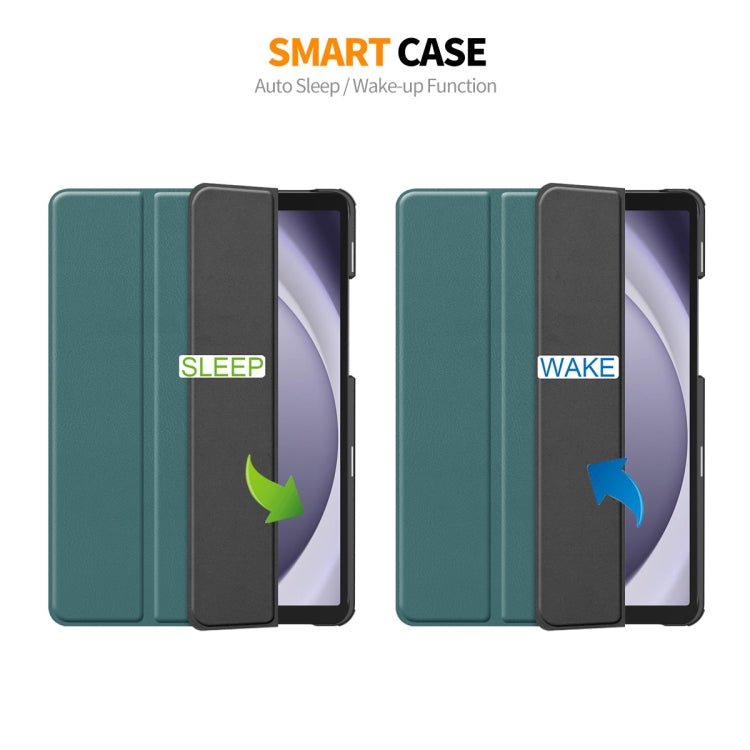 For Samsung Galaxy Tab A9 8.7 ENKAY Tri-fold Custer Texture Leather Smart Tablet Case(Dark Blue) - free shipping - PMc TechLife - Order now!