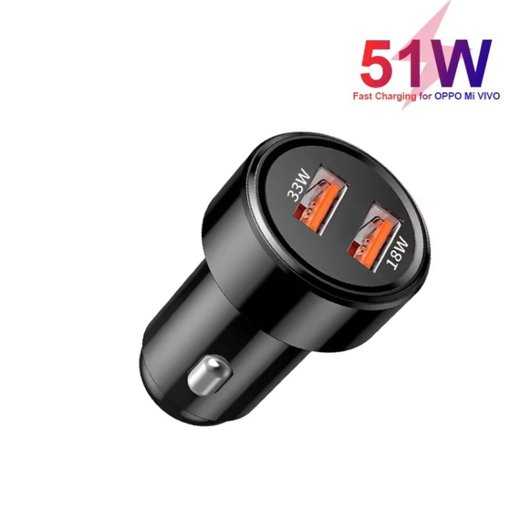 51W Dual Port QC3.0 USB 33W + 18W Fully Compatible Car Charger(Black) - Car Charger by PMC TechLife | Online Shopping South Africa | PMC TechLife | Buy Now Pay Later Mobicred