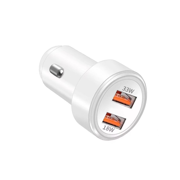51W Dual Port QC3.0 USB 33W + 18W Fully Compatible Car Charger(White) - Car Charger by PMC TechLife | Online Shopping South Africa | PMC TechLife | Buy Now Pay Later Mobicred
