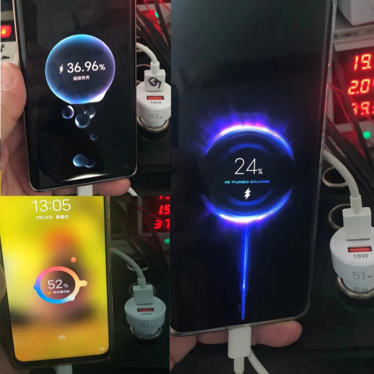 51W Dual Port QC3.0 USB 33W + 18W Fully Compatible Car Charger(White) - Car Charger by PMC TechLife | Online Shopping South Africa | PMC TechLife | Buy Now Pay Later Mobicred