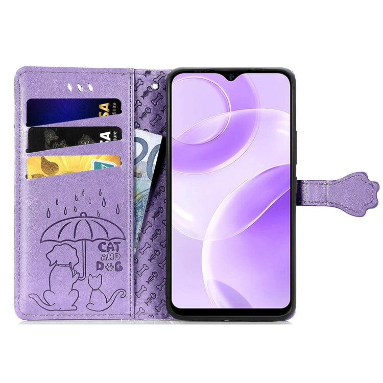 For Ulefone Note 15 Cat and Dog Embossed Leather Phone Case(Purple) - Ulefone Cases by PMC Jewellery | Online Shopping South Africa | PMC Jewellery | Buy Now Pay Later Mobicred
