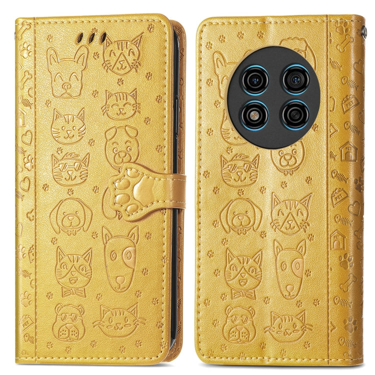 For Ulefone Note 15 Cat and Dog Embossed Leather Phone Case(Yellow) - Ulefone Cases by PMC Jewellery | Online Shopping South Africa | PMC Jewellery | Buy Now Pay Later Mobicred