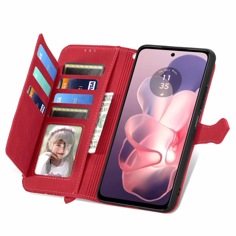 For Motorola Moto G Power 5G 2024 Embossed Flower Zipper Leather Phone Case(Red) - free shipping - PMC Jewellery - Order now!