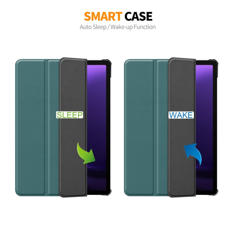 For Samsung Galaxy Tab S9 FE ENKAY Tri-fold Custer Texture Leather Smart Tablet Case(White) - free shipping - PMC Jewellery - Order now!