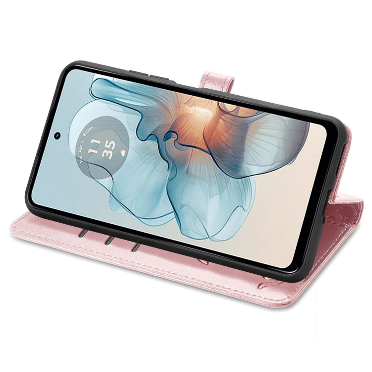 For Motorola MOTO G24 Power Cat and Dog Embossed Leather Phone Case(Rose Gold) - Motorola Cases by PMC TechLife | Online Shopping South Africa | PMC TechLife | Buy Now Pay Later Mobicred