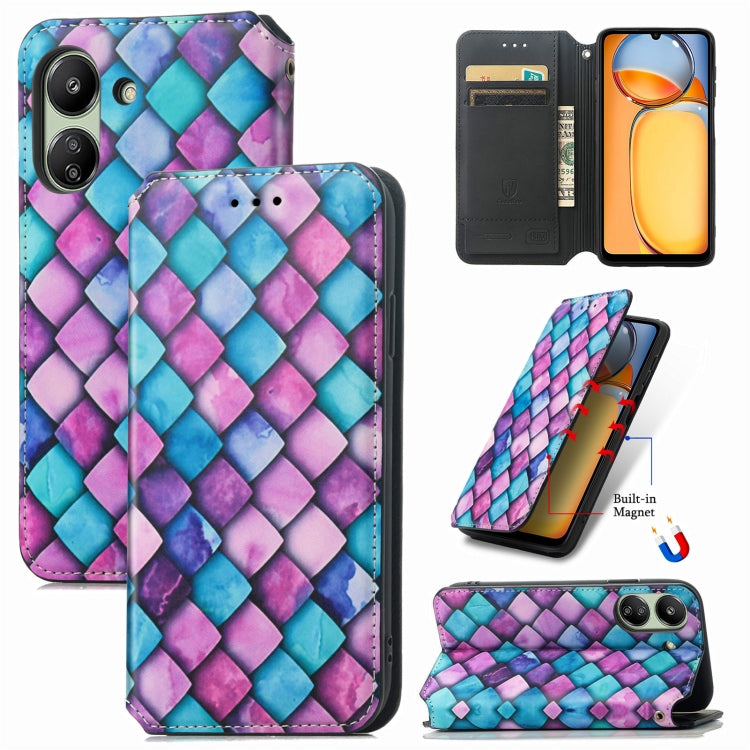 For Xiaomi Redmi 13C CaseNeo Colorful Magnetic Leather Phone Case(Purple Scales) - 13C Cases by PMC TechLife | Online Shopping South Africa | PMC TechLife | Buy Now Pay Later Mobicred