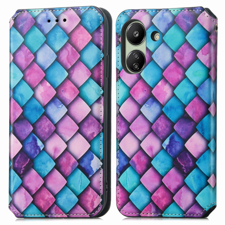 For Xiaomi Redmi 13C CaseNeo Colorful Magnetic Leather Phone Case(Purple Scales) - 13C Cases by PMC TechLife | Online Shopping South Africa | PMC TechLife | Buy Now Pay Later Mobicred