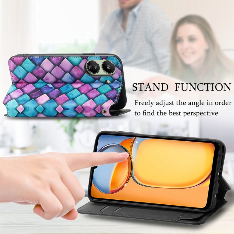 For Xiaomi Redmi 13C CaseNeo Colorful Magnetic Leather Phone Case(Purple Scales) - 13C Cases by PMC TechLife | Online Shopping South Africa | PMC TechLife | Buy Now Pay Later Mobicred