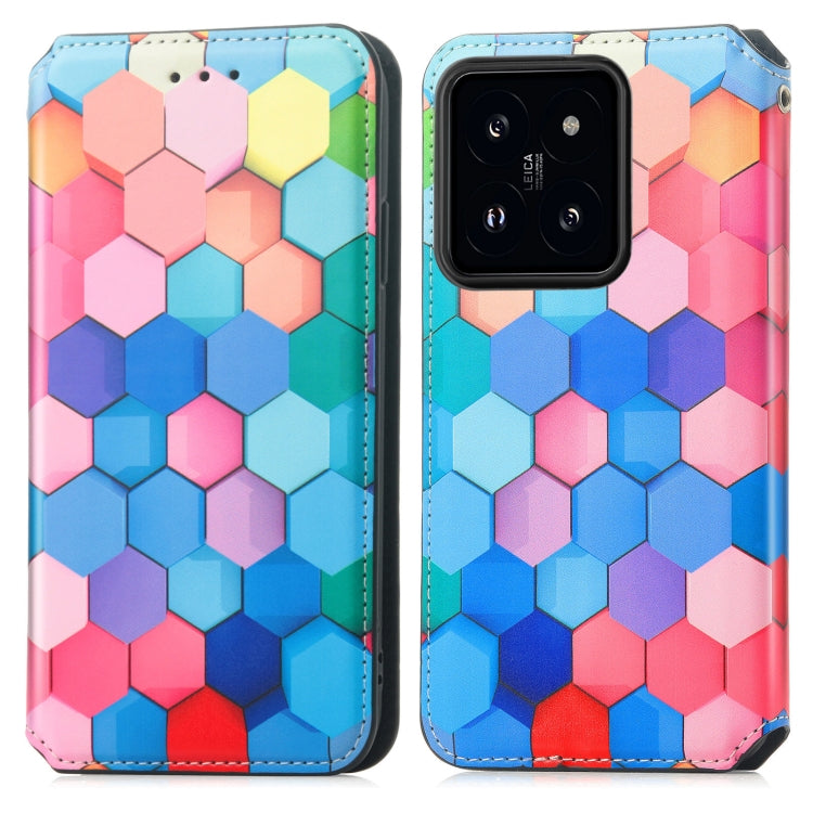 For Xiaomi 14 Pro CaseNeo Colorful Magnetic Leather Phone Case(Colorful Cube) - free shipping - PMC TechLife - Order now!