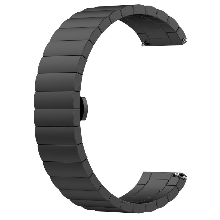 For Garmin Vivoactive 4S One Bead Butterfly Buckle Stainless Steel Metal Watch Band(Black) - free shipping - PMC TechLife - Order now!