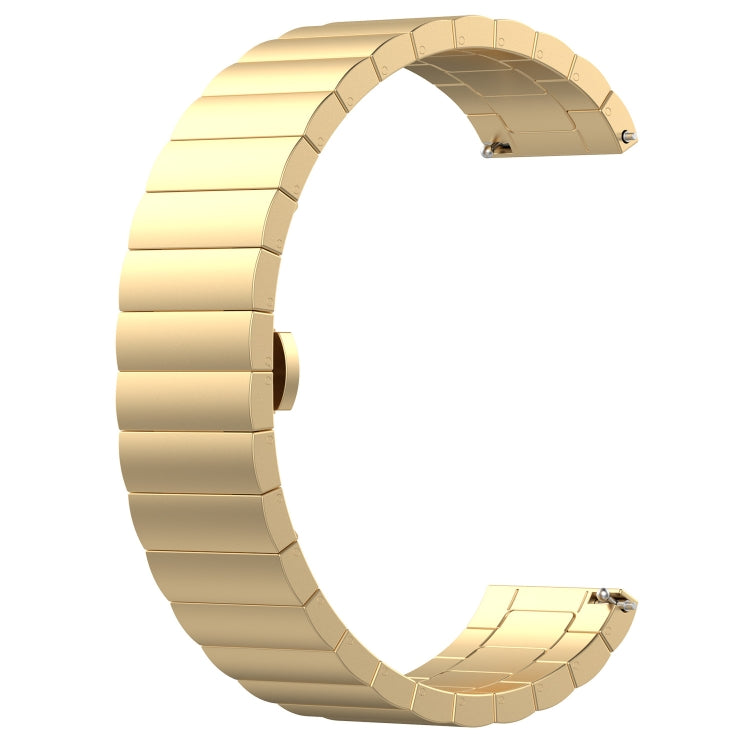 For Garmin Vivoactive 4S One Bead Butterfly Buckle Stainless Steel Metal Watch Band(Gold) - Watch Bands by PMC TechLife | Online Shopping South Africa | PMC TechLife